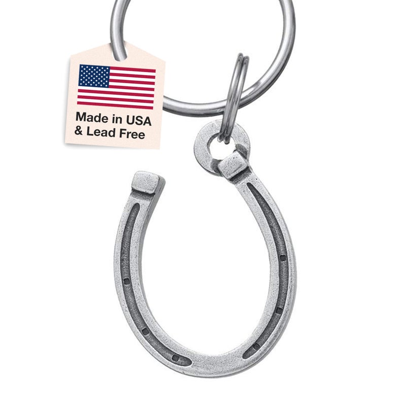 DANFORTH Horseshoe Keychain â€“ Handcrafted Pewter Horse Shoe Keychain â€“ Made In USA - Image 1